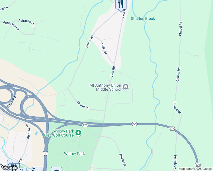 map of restaurants, bars, coffee shops, grocery stores, and more near 852 East Road in Bennington County