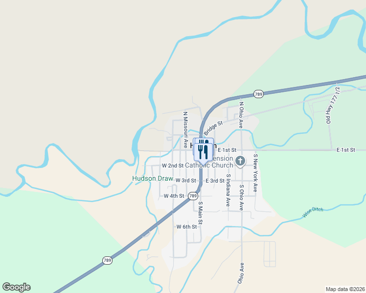map of restaurants, bars, coffee shops, grocery stores, and more near 138-180 North Missouri Avenue in Lander