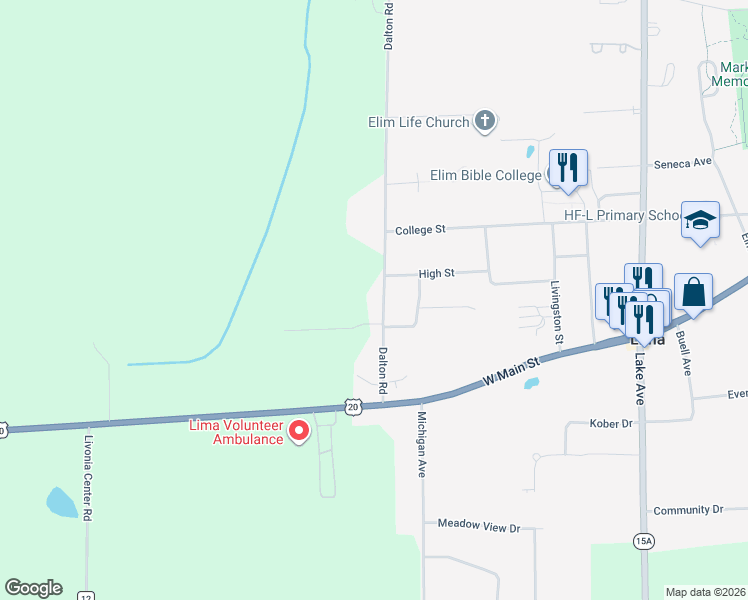 map of restaurants, bars, coffee shops, grocery stores, and more near 1840 Dalton Rd in Lima
