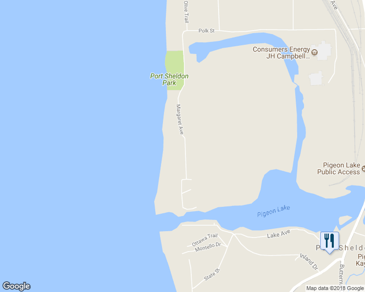 map of restaurants, bars, coffee shops, grocery stores, and more near 7585 Margaret Avenue in West Olive