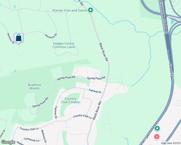 map of restaurants, bars, coffee shops, grocery stores, and more near 16 Aspen Lane in Merrimack