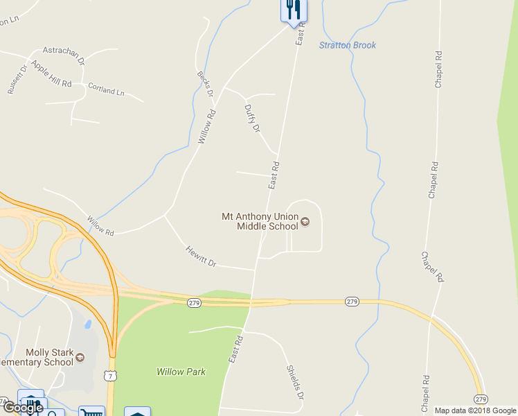 map of restaurants, bars, coffee shops, grocery stores, and more near 852 East Road in Bennington County