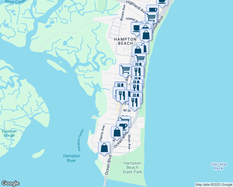 map of restaurants, bars, coffee shops, grocery stores, and more near 3 Gookin Court in Hampton