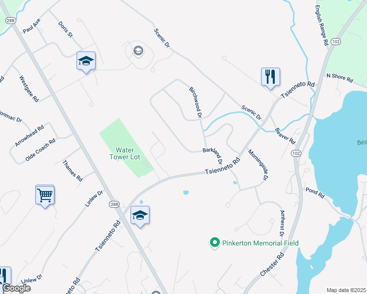 map of restaurants, bars, coffee shops, grocery stores, and more near 24 Barkland Drive in Derry