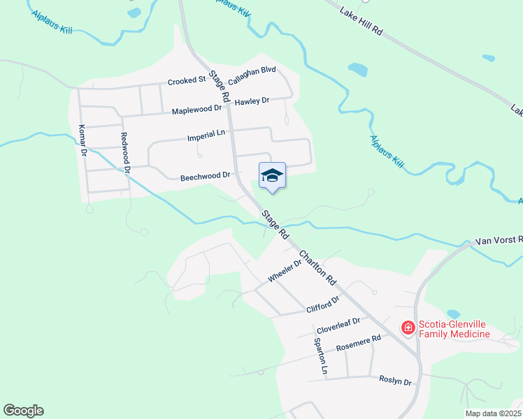 map of restaurants, bars, coffee shops, grocery stores, and more near 170 Stage Road in Ballston Lake