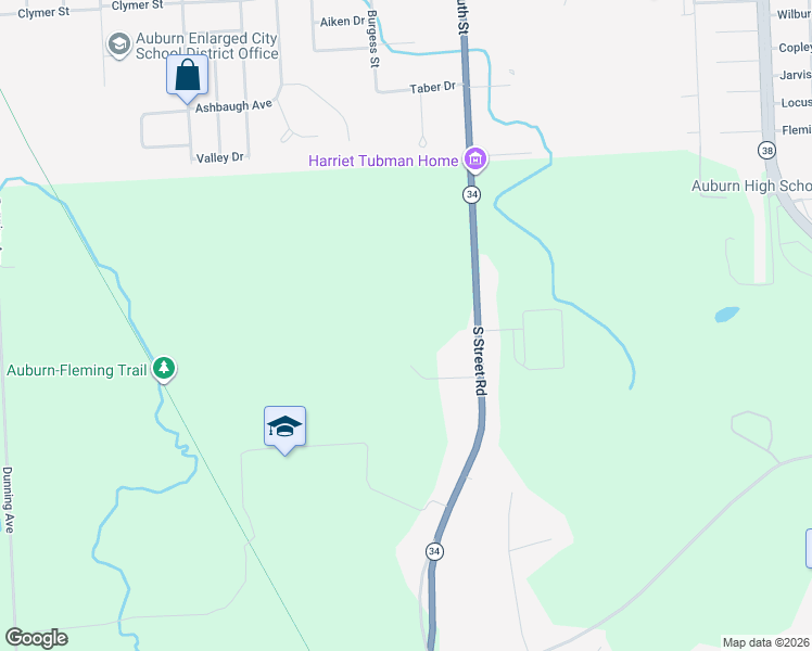 map of restaurants, bars, coffee shops, grocery stores, and more near 5953 South Street Road in Auburn