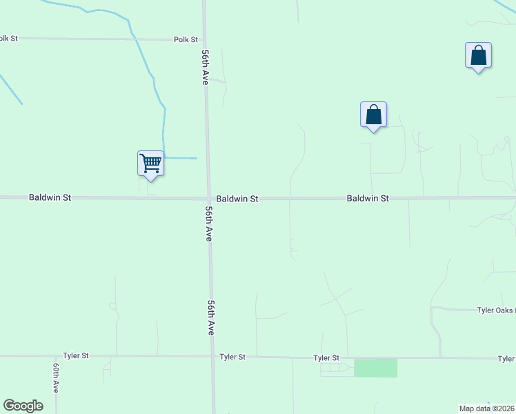 map of restaurants, bars, coffee shops, grocery stores, and more near 5400 Baldwin Street in Hudsonville