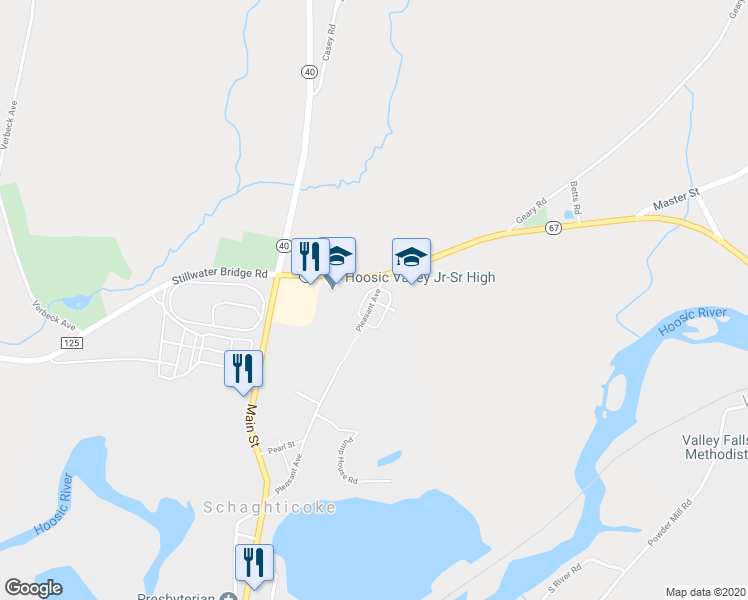 map of restaurants, bars, coffee shops, grocery stores, and more near 22 Pleasant Avenue in Schaghticoke