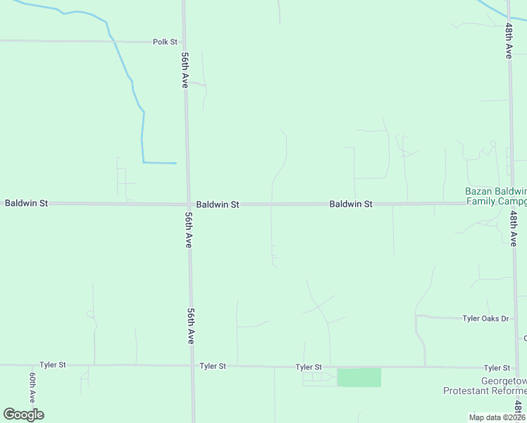 map of restaurants, bars, coffee shops, grocery stores, and more near 5400 Baldwin Street in Hudsonville