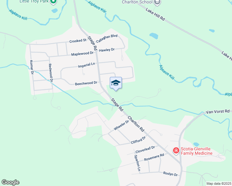 map of restaurants, bars, coffee shops, grocery stores, and more near 170 Stage Road in Ballston Lake