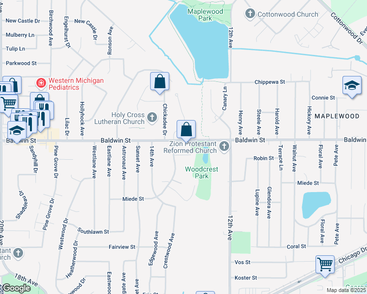 map of restaurants, bars, coffee shops, grocery stores, and more near 7530 Boulder Bluff Drive in Georgetown Township