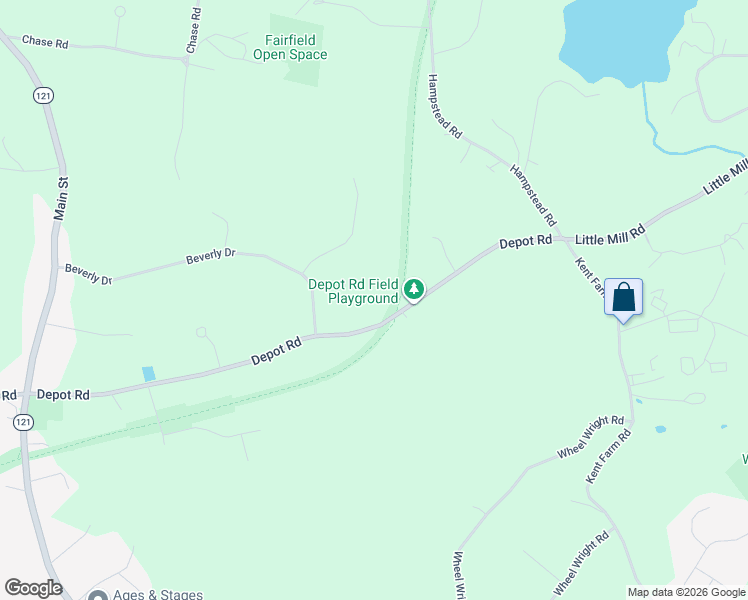 map of restaurants, bars, coffee shops, grocery stores, and more near 160 Depot Road in Hampstead