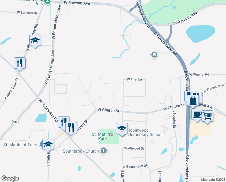 map of restaurants, bars, coffee shops, grocery stores, and more near 10903 Coronado Court in Franklin