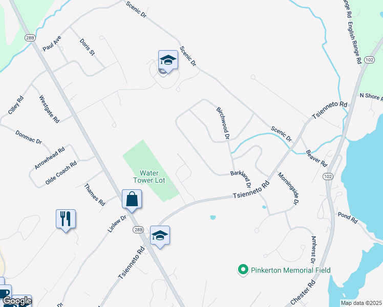 map of restaurants, bars, coffee shops, grocery stores, and more near 24 Barkland Drive in Derry