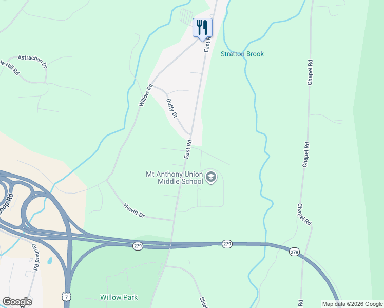 map of restaurants, bars, coffee shops, grocery stores, and more near 933 East Road in Bennington County