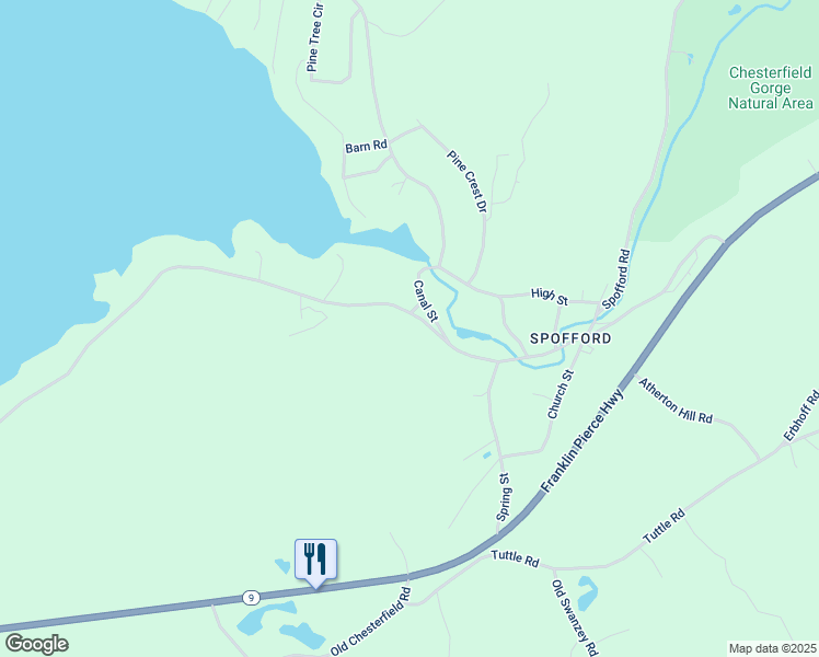 map of restaurants, bars, coffee shops, grocery stores, and more near 344 New Hampshire 9A in Chesterfield