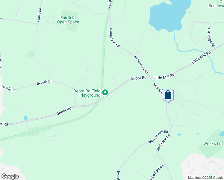 map of restaurants, bars, coffee shops, grocery stores, and more near 230 Depot Road in Hampstead