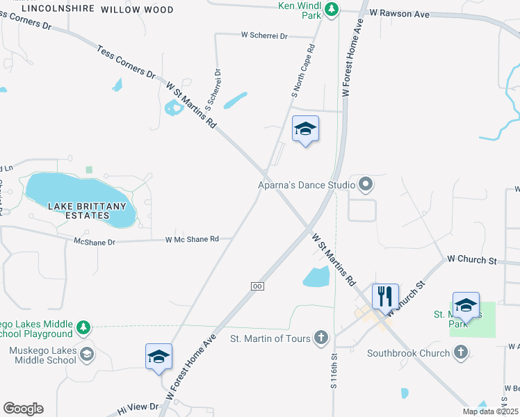 map of restaurants, bars, coffee shops, grocery stores, and more near 7606 South North Cape Road in Franklin
