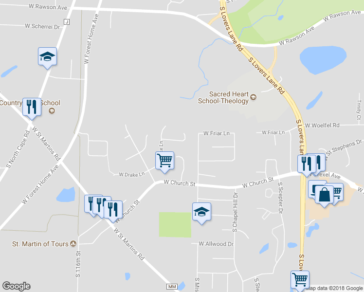 map of restaurants, bars, coffee shops, grocery stores, and more near 10903 Coronado Court in Franklin