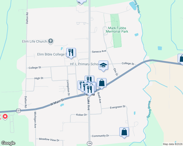 map of restaurants, bars, coffee shops, grocery stores, and more near 1831 Rochester St in Lima
