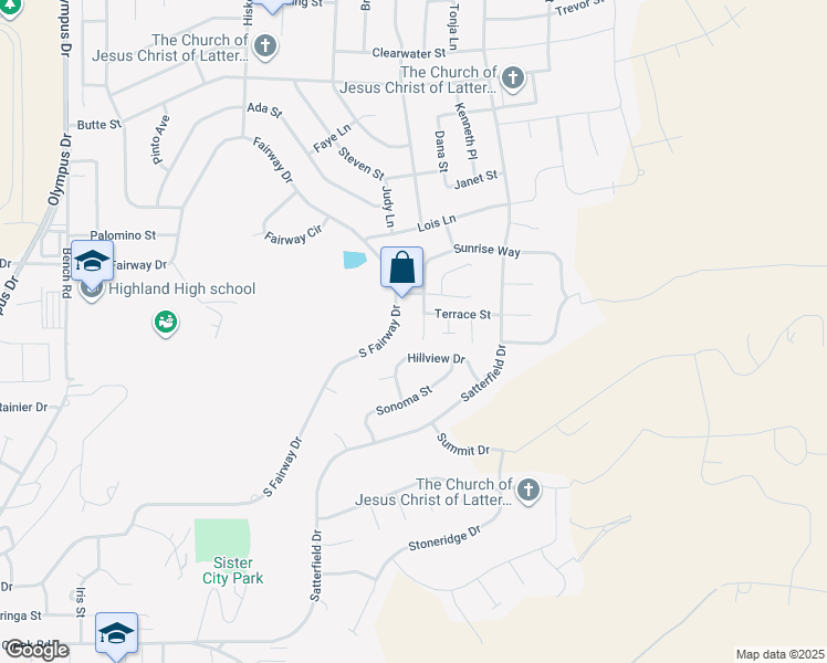map of restaurants, bars, coffee shops, grocery stores, and more near 1777 Sunrise Way in Pocatello
