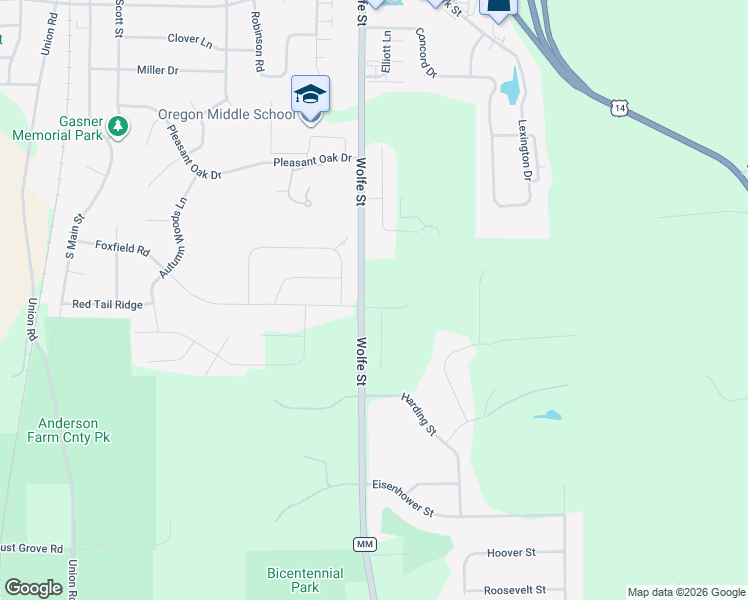 map of restaurants, bars, coffee shops, grocery stores, and more near 1050 County Highway Mm in Oregon