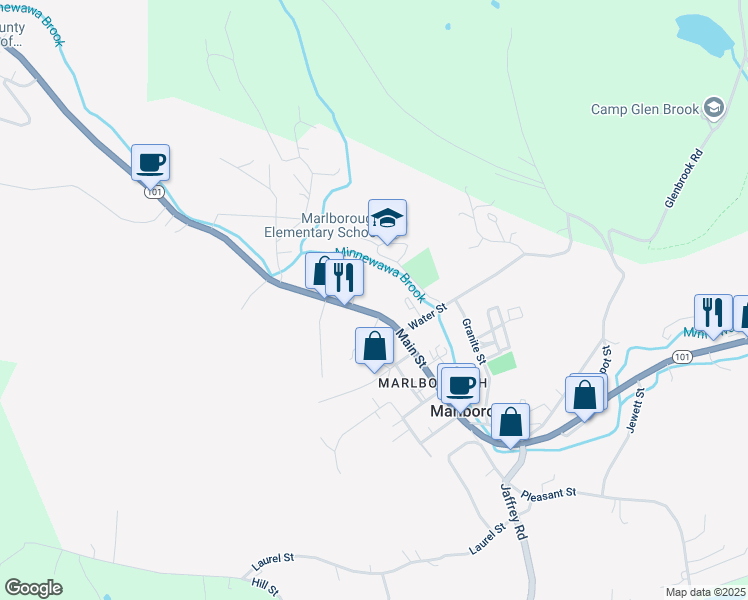 map of restaurants, bars, coffee shops, grocery stores, and more near 120 Main Street in Marlborough