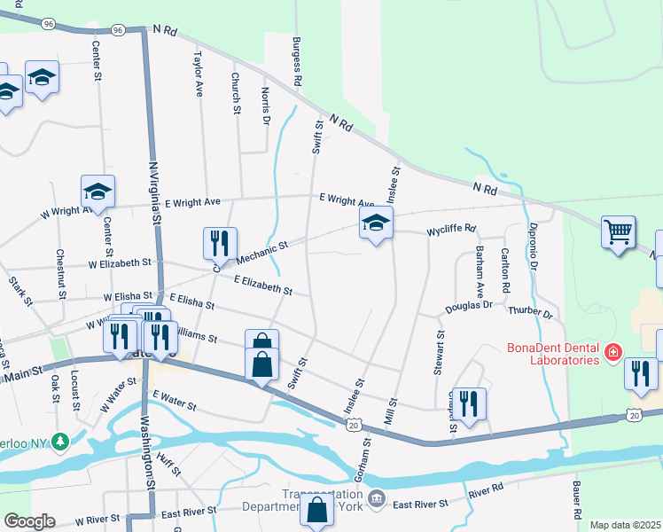 map of restaurants, bars, coffee shops, grocery stores, and more near 8 Rollins Ave in Waterloo
