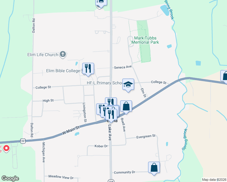 map of restaurants, bars, coffee shops, grocery stores, and more near 1831 Rochester Street in Lima