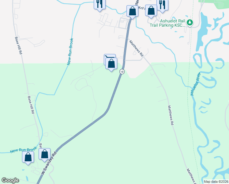 map of restaurants, bars, coffee shops, grocery stores, and more near 32 West Swanzey Road in Swanzey