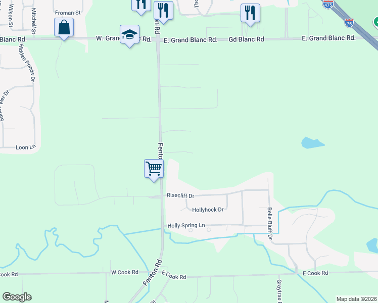 map of restaurants, bars, coffee shops, grocery stores, and more near 8277 Fenton Road in Grand Blanc