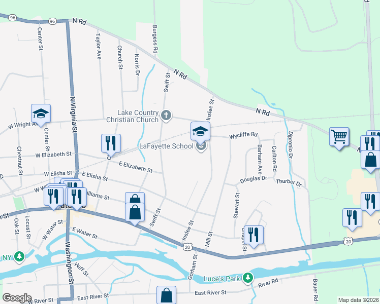 map of restaurants, bars, coffee shops, grocery stores, and more near 71 Inslee Street in Waterloo
