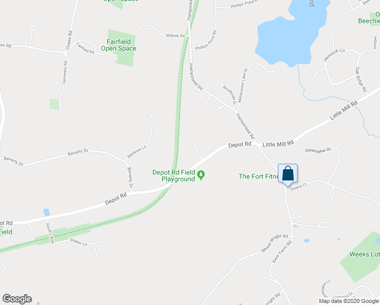 map of restaurants, bars, coffee shops, grocery stores, and more near 200 Depot Road in Hampstead