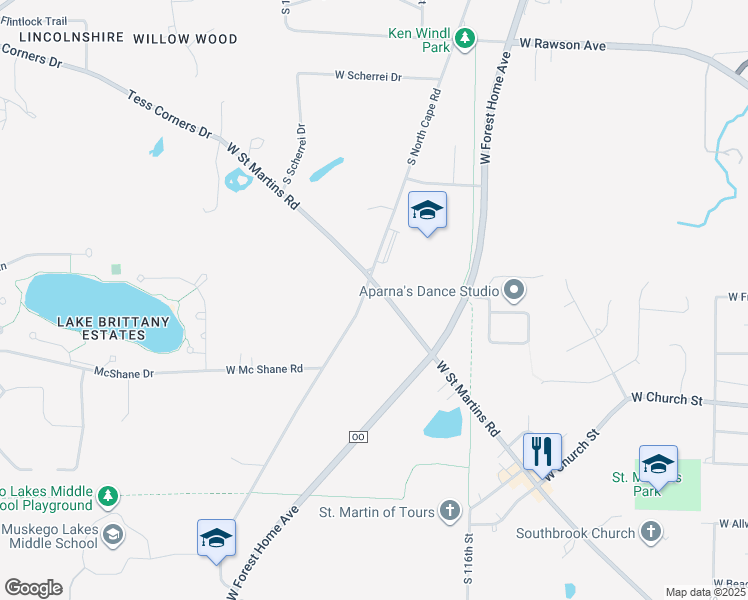 map of restaurants, bars, coffee shops, grocery stores, and more near 7606 South North Cape Road in Franklin
