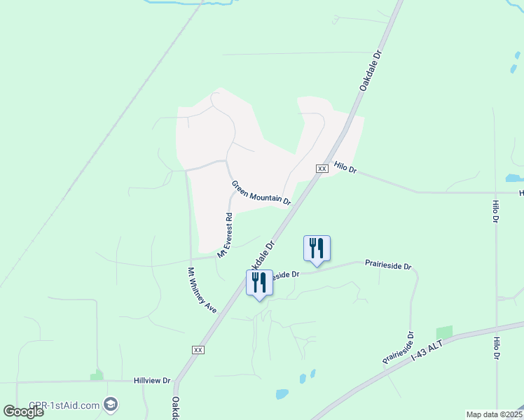 map of restaurants, bars, coffee shops, grocery stores, and more near S75W26200 Stoneridge Court in Waukesha