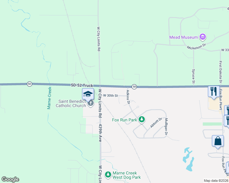 map of restaurants, bars, coffee shops, grocery stores, and more near 1204 31st Street in Yankton