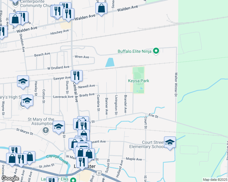 map of restaurants, bars, coffee shops, grocery stores, and more near 70 Livingston Street in Lancaster