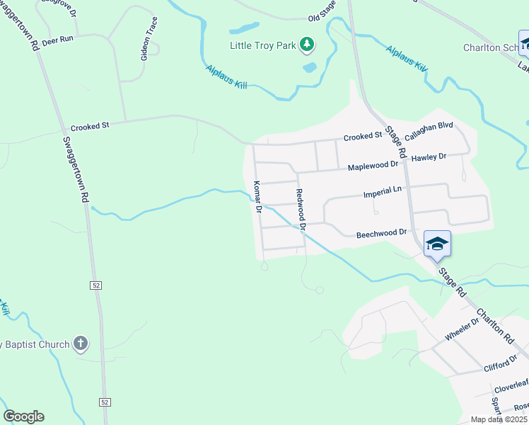 map of restaurants, bars, coffee shops, grocery stores, and more near 18 Komar Drive in Ballston Lake