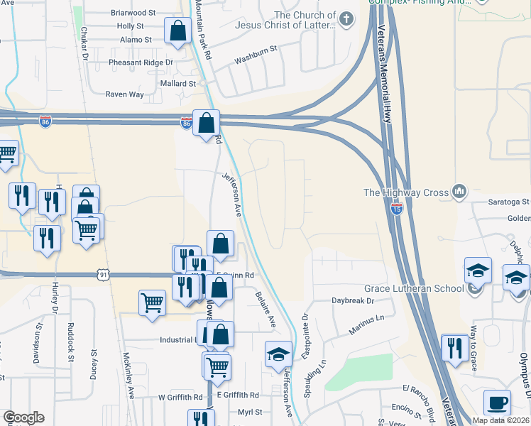 map of restaurants, bars, coffee shops, grocery stores, and more near 1060 Dolostone Drive in Pocatello