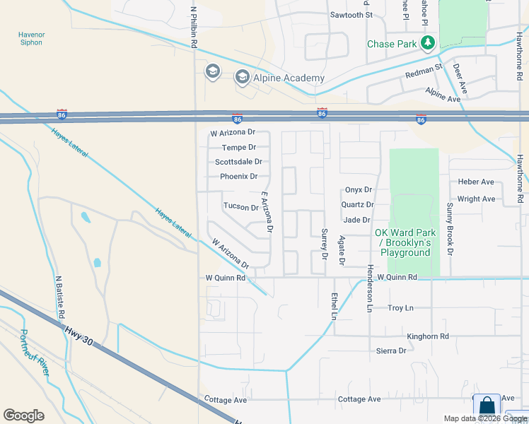 map of restaurants, bars, coffee shops, grocery stores, and more near 4200 Philbin Road in Pocatello