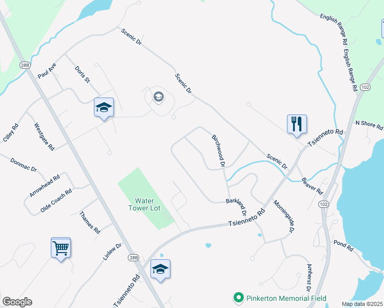 map of restaurants, bars, coffee shops, grocery stores, and more near 6 Brookview Drive in Derry