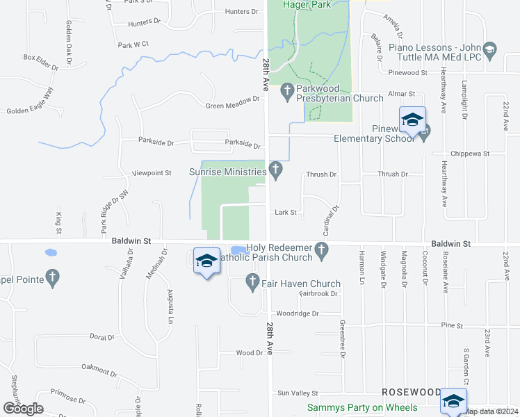 map of restaurants, bars, coffee shops, grocery stores, and more near 7691 28th Avenue in Georgetown Township