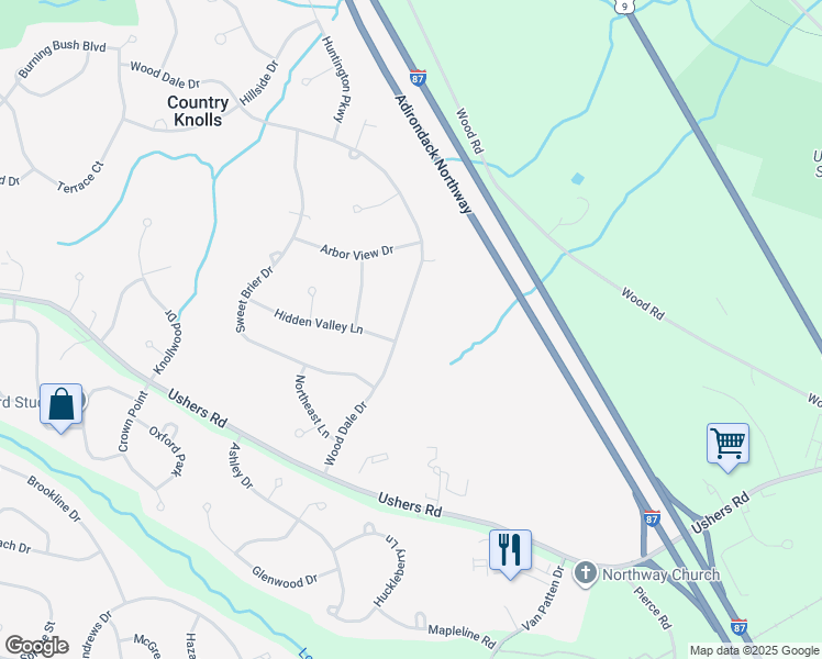map of restaurants, bars, coffee shops, grocery stores, and more near 171 Wood Dale Drive in Ballston Lake