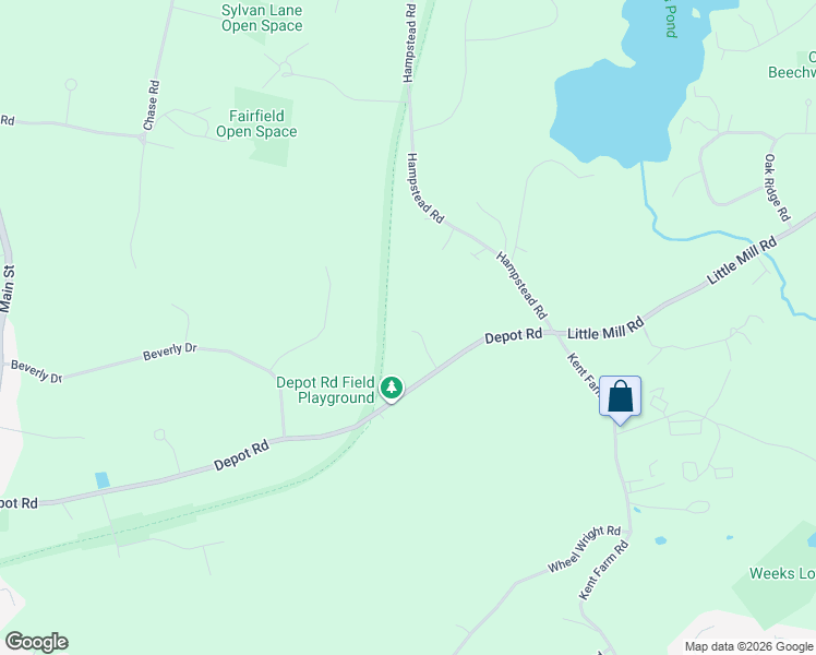 map of restaurants, bars, coffee shops, grocery stores, and more near 210 Depot Road in Hampstead
