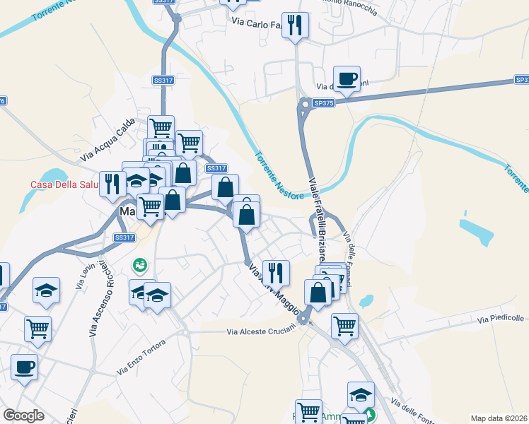 map of restaurants, bars, coffee shops, grocery stores, and more near 7 Borgo IV Novembre in Marsciano