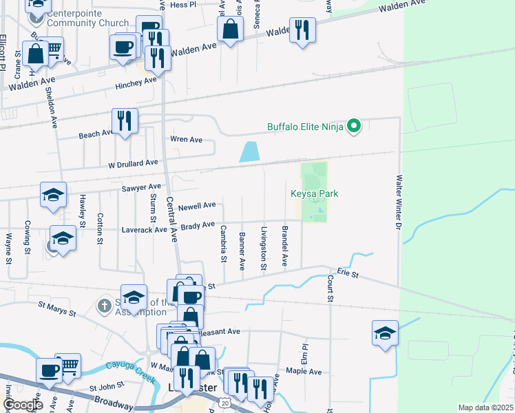 map of restaurants, bars, coffee shops, grocery stores, and more near 70 Livingston Street in Lancaster