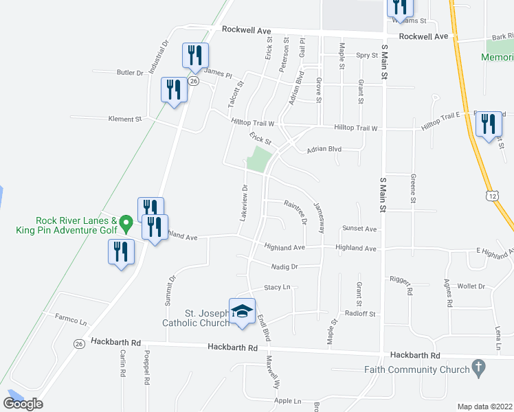 map of restaurants, bars, coffee shops, grocery stores, and more near 1424 Endl Boulevard in Fort Atkinson