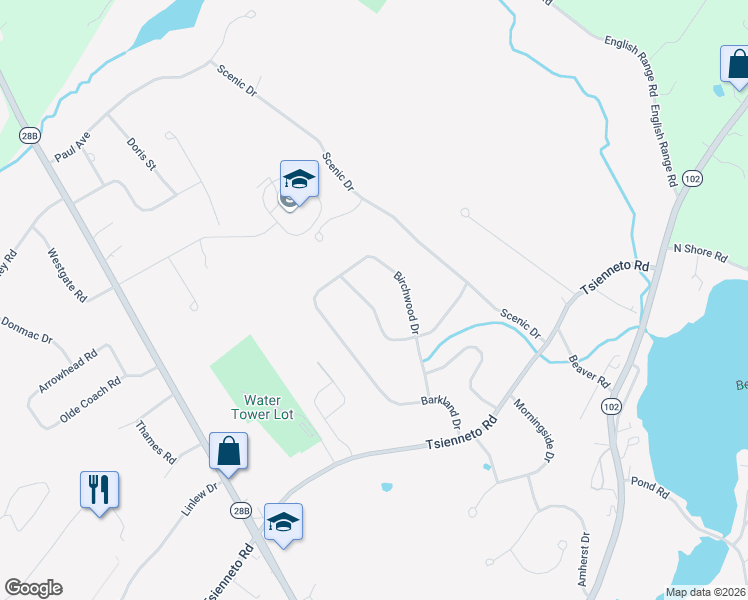 map of restaurants, bars, coffee shops, grocery stores, and more near 6 Brookview Drive in Derry