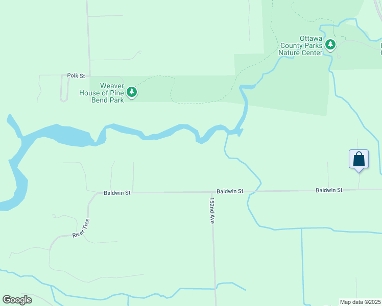 map of restaurants, bars, coffee shops, grocery stores, and more near 15255 Baldwin Street in West Olive