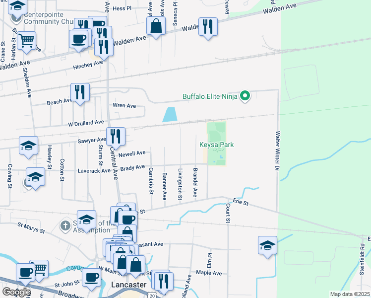 map of restaurants, bars, coffee shops, grocery stores, and more near 70 Livingston Street in Lancaster
